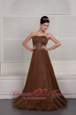 Designer Gorgeous Brown Prom / Evening Dress A-line Sweetheart Organza Ruch Brush Train