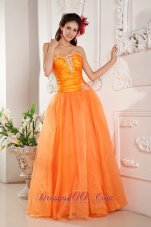 Designer Popular Orange Prom / Evening Dress A-line Sweetheart Organza Appliques Floor-length