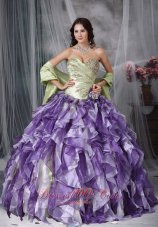 New Colorful Ball Gown Sweetheart Floor-length Taffeta and Organza Beading and Ruffles Quinceanea Dress