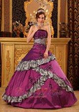 New Pretty Fuchsia Quinceanera Dress Strapless Taffeta Embroidery Ball Gown