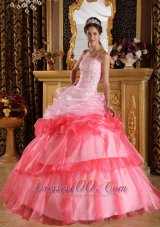 New Romantic Quinceanera Dress One Shoulder Organza Appliques with Beading Ball Gown