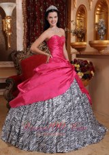 New Elegant Hot Pink Sweet 16 Dress Sweetheart Taffeta and Zebra Beading Ball Gown
