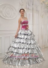 New Popular Quinceanera Dress Strapless Satin and Taffeta Beading A-line / Princess