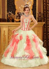 Popular Perfect Multi-Color Quinceanera Dress Sweetheart Organza Appliques Ball Gown