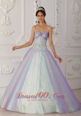 Popular Multi-Color A-Line / Princess Sweetheart Floor-length Taffeta and Tulle Beading and Sequins Quinceranera Dress
