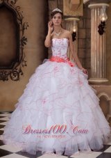 Popular Brand New White Quinceanera Dress Strapless Organza Embroidery Ball Gown