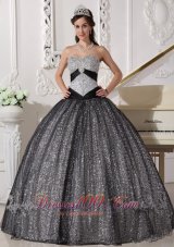 Popular Beautiful Black Quinceanera Dress Sweetheart Sequined and Tulle Appliques Ball Gown