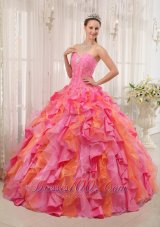 Popular Elegant Multi-color Quinceanera Dress Sweetheart Organza Appliques Ball Gown