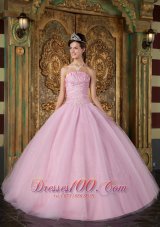 Discount Pink Ball Gown Strapless Floor-length Appliques Tulle Quinceanera Dress