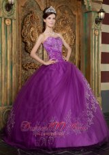 Beautiful Purple Quinceanera Dress Sweetheart Appliques Tulle Ball Gown