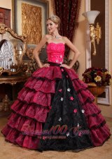 Multi-color Ball Gown Strapless Floor-length Organza Appliques Quinceanera Dress