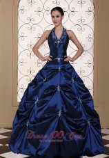 Halter Top Ball Gown Quinceanera Dress Embroidery With Beading Fashion