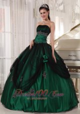 Pretty Green Quinceanera Dress Strapless Tulle and Taffeta Beading Ball Gown Fashion