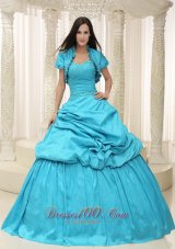 Teal Taffeta Sweetheart Appliques Lace Up For Quinceanera Dress Plus Size