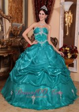 Brand New Turquoise Quinceanera Dress Strapless Organza Appliques Ball Gown Plus Size