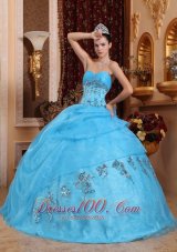 The Most Popular Aqua Blue Quinceanera Dress Sweetheart Organza Beading Ball Gown Plus Size