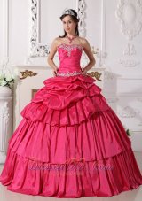 Detachable Hot Pink Quinceanera Dress Sweetheart Taffeta Beading and Ruch Ball Gown Plus Size