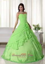 Spring Green Ball Gown Sweetheart Floor-length Chiffon Beading Quinceanera Dress Plus Size