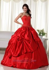 Red Ball Gown Sweetheart Floor-length Embroidery Quinceanera Dress Plus Size