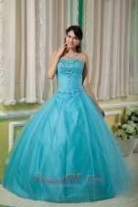 Custom Made Teal Ball Gown Sweetheart 15 Quinceanera Dress Tulle Beading Floor-length Pretty
