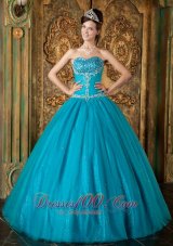 Cheap Brand New Teal Sweet 16 Dress Sweetheart Beading Tulle A-Line / Princess