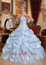 Discount Baby Blue Sweet 16 Dress Sweetheart Taffeta Embroidery with Beading Ball Gown