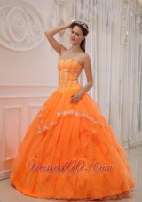 Luxurious Orange Quinceanera Dress Sweetheart Organza Appliques Ball Gown