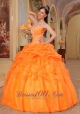 Romantic Light Orange Quinceanera Dress Sweetheart Taffeta and Organza Appliques Ball Gown