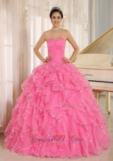 2013 Ruffles and Beaded For Rose Pink Quinceanera Dress Custom Made In Kailua City Hawaii