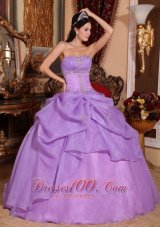 Puffy New Lavender Quinceanera Dress Strapless Organza Beading Ball ...