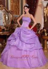 Puffy New Lavender Quinceanera Dress Strapless Organza Beading Ball ...