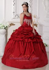 Puffy Gorgeous Wine Red Quinceanera Dress Scoop Taffeta Beading Ball Gown