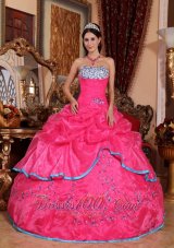 2013 Pretty Rose Pink Quinceanera Dress Strapless Organza Appliques Ball Gown