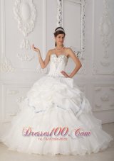 2013 Beautiful White Quinceanera Dress Sweetheart Organza and Taffeta Beading Ball Gown