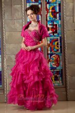 2013 Hot Pink A-line Sweetheart Floor-length Organza Beading Quinceanea Dress