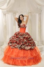 2013 Organza Leopard Quinceanera Dress With Beaded Decorate