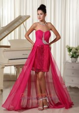 Best High-low Custom Made Evening Dress Beading Coral Red With Sequin