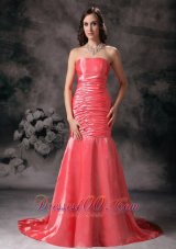 Best Latest Watermelon Red Prom Dress Mermaid Strapless
