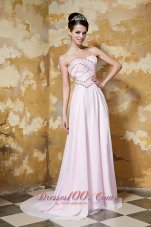 Best Light Pink Empire Sweetheart Brush Train Chiffon Beading Prom Dress