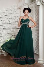 Best 2013 Dark Green Mother Of The Bride Dress Empire Spaghetti Straps Floor-length Chiffon Beading
