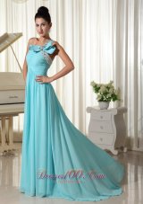 On Sale Beaded Decorate One Shoulder With Ruched Bodice Inexpensive Prom Dress