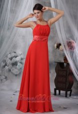 On Sale Decorah Iowa Beaded Decorate Straps Ruched Bodice Red Chiffon Floor-length For 2013 Prom / Evening Dress