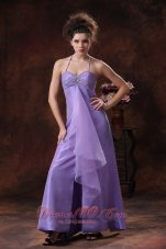 On Sale Halter Beading Chiffon Empire Lilac Formal Evening Prom Dress