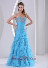 2013 Ruffles Baby Blue Sweetheart Beading and Ruch 2013 Prom Dress Party Style