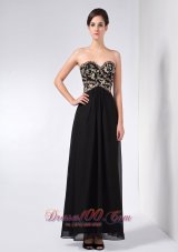 2013 Custom Made Black Column Mother Of The Bride Dress Sweetheart Ankle-length Chiffon Beading