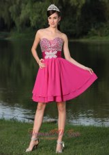 Custom Size Beaded Decorate Bust Hot Pink For Prom / Cocktail Party Dress