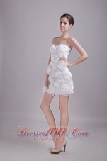 White A-Line / Princess Sweetheart Mini-length Taffeta Hand Flowers Prom / Homecoming Dress