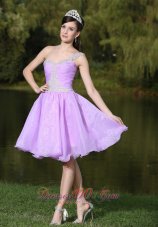 Lavender One Shoulder Prom Dress For Cocktail Party With Beaded Decorate