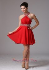 2013 Halter Beading and Ruch Stylish Prom Dress With Mini-length In Colorado