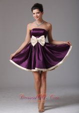 Beautiful Dark Purple Strapless Prom Dress With Sash Mini-length In Florida